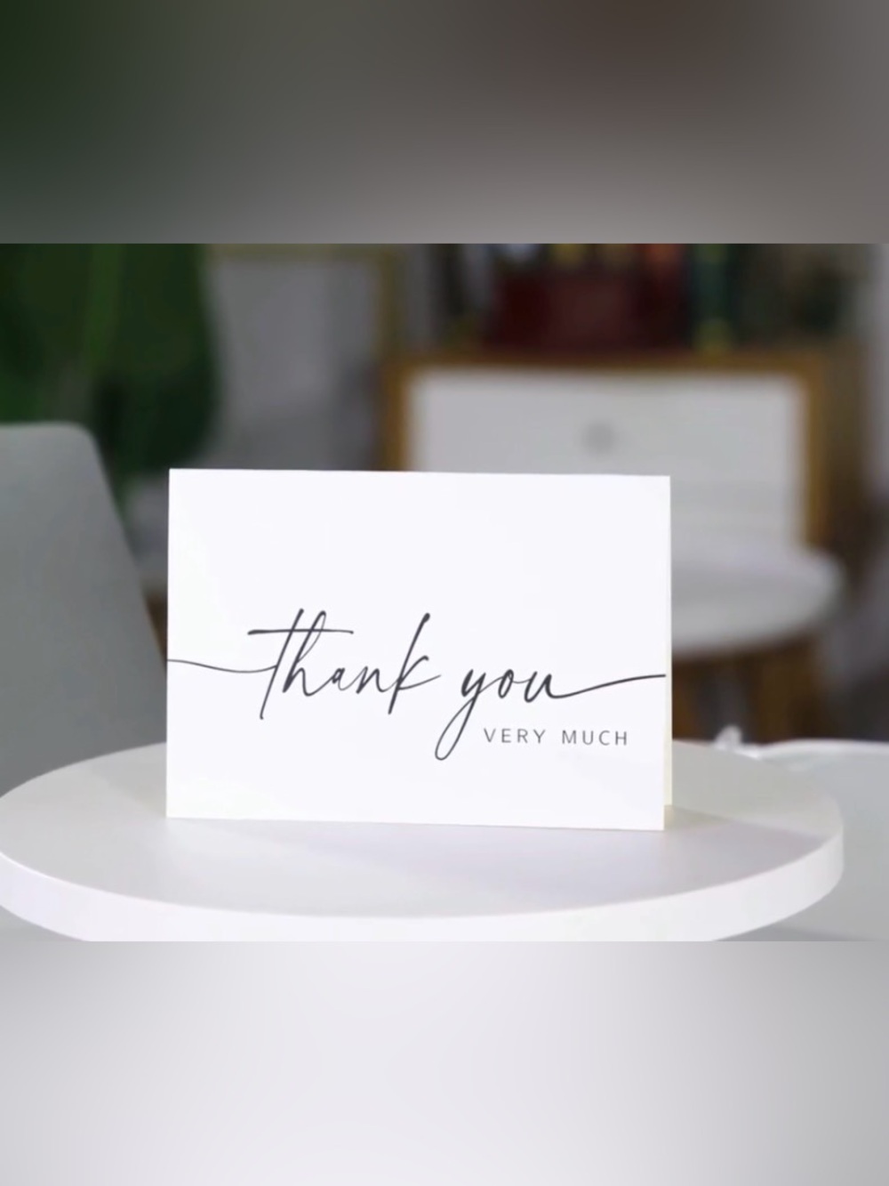 25 Blank Thank You Very Much Card Set in White w/Tan Envelopes + Stickers